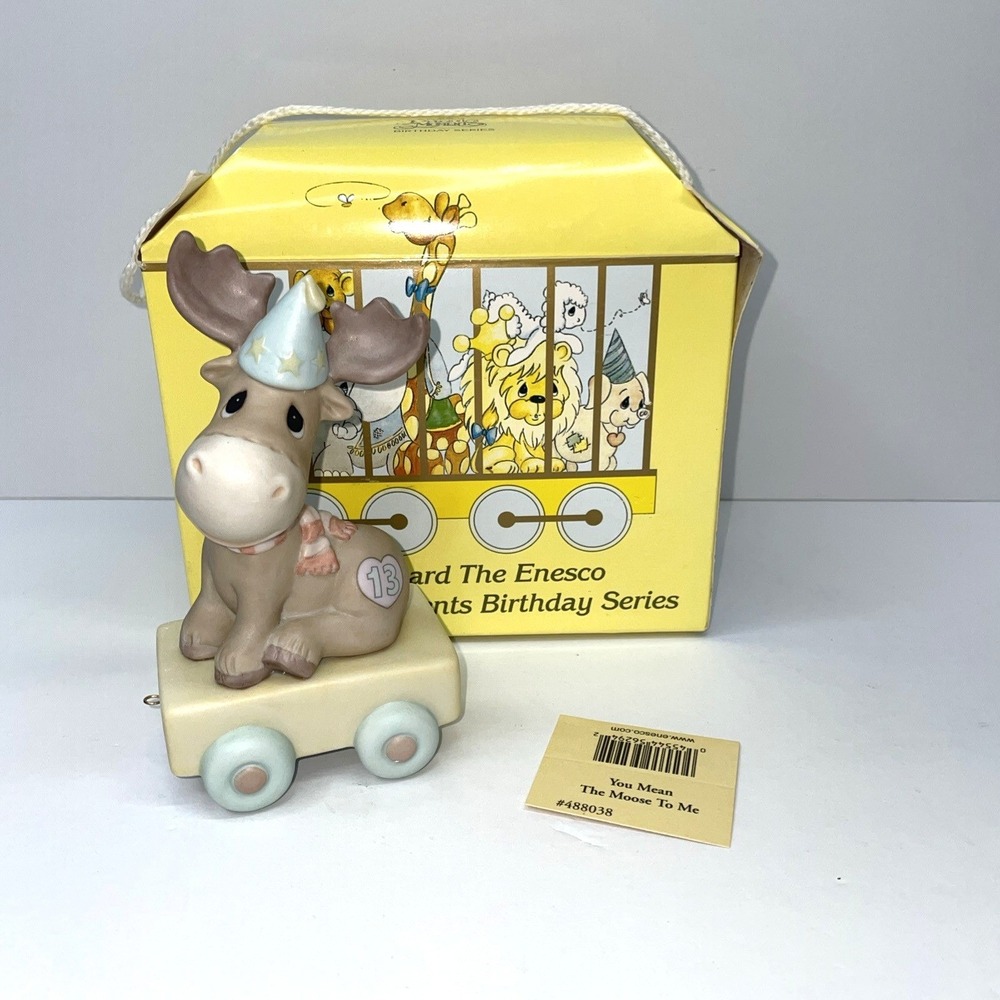 Precious Moments Birthday Train, Age 13, You Mean The Moose To Me, Bisque 488038